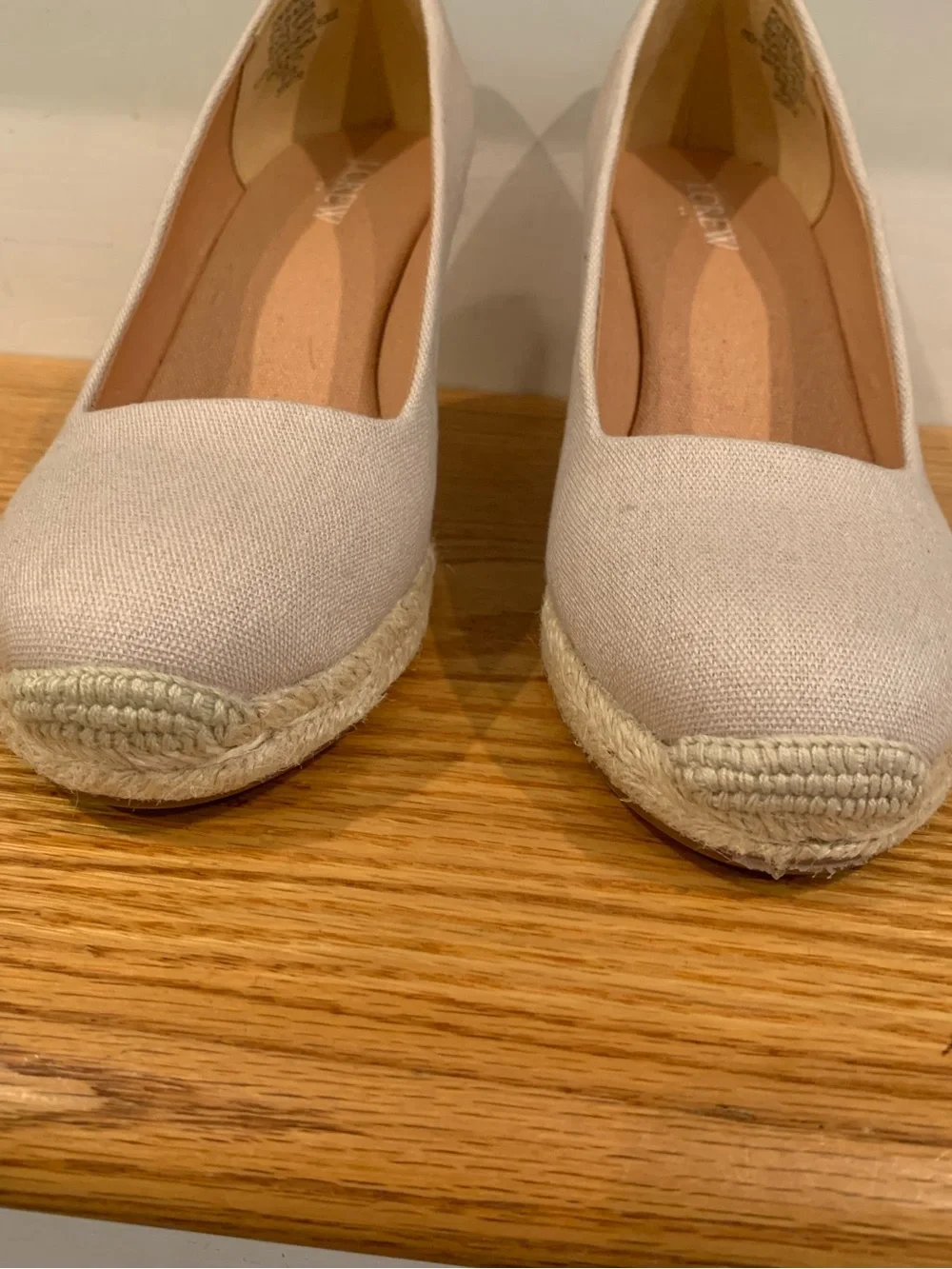 J. Crew Neutral Canvas Espadrille Wedge Pumps